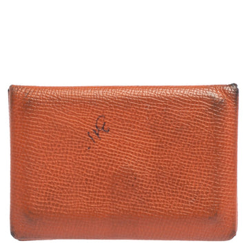 Hermes  Orange Epsom Leather Calvi Card Holder