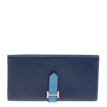 Hermes Blue Saphir Epsom Leather Bearn Gusset Wallet