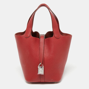 Hermes Rouge Garance Togo Leather Picotin Lock 18 Bag