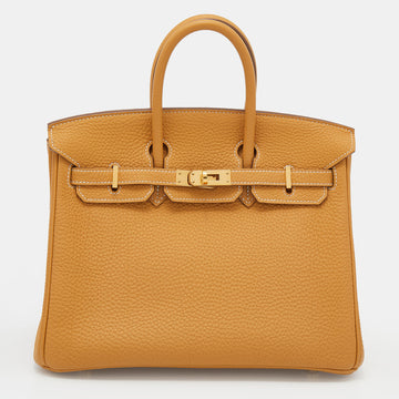 Hermes Natural Sable Togo Leather Gold Hardware Birkin 25 Bag