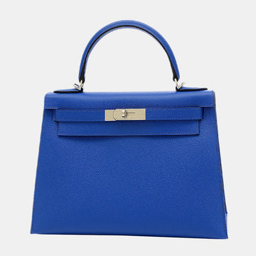 Hermes Kelly 28 Outer Sewing Epson Blue France U Engraved Handbag
