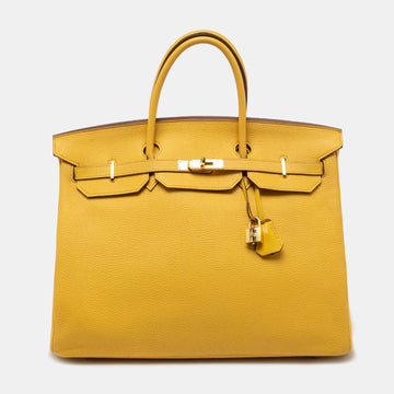 Hermes Jaune Togo Leather Gold Plated Birkin 40 Bag