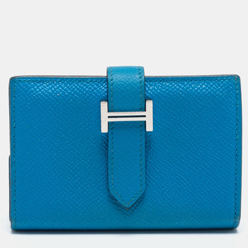 Hermes Bleu Izmir Epsom Leather Mini Bearn Wallet