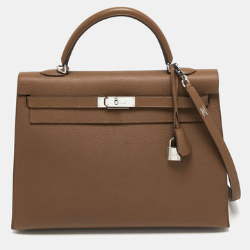 Hermès Alezan Madame Leather Palladium Hardware Kelly Sellier 35 Bag