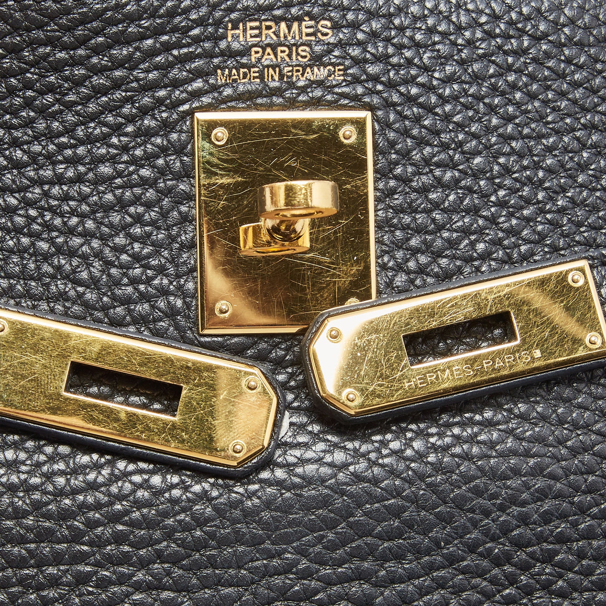 Hermes Black Fjord Leather Gold Finish Kelly Retourne 35 Bag