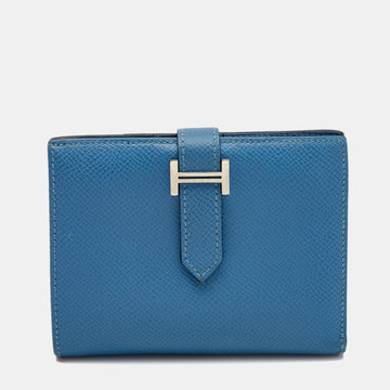 Hermes Azur Epsom Leather Bearn Compact Wallet
