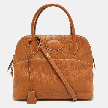 HERMES Gold Taurillon Clemence Leather Bolide 31 Bag