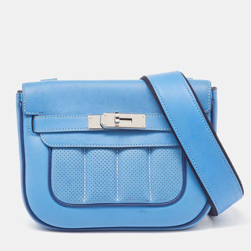 HERMES Bleu Paradis/Saphir Swift Leather Palladium Hardware Mini Berline Bag