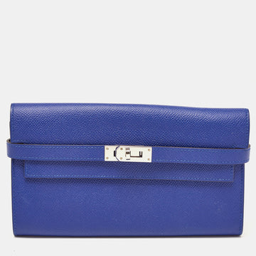 Hermes Bleu Electrique Epsom Leather Kelly Classic Wallet