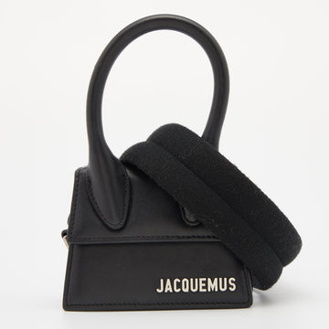 JACQUEMUS Black Leather Mini Le Chiquito Top Handle Bag