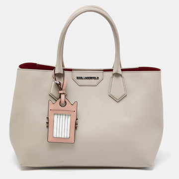 KARL LAGERFELD Grey Textured Leather Tote