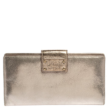 KATE SPADE Gold Shimmer Leather Flap Clutch