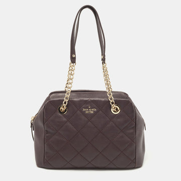 KATE SPADE Plum Quilted Leather Emerson Place Dewey Shoulder Bag