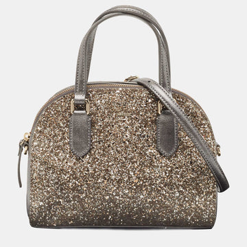 KATE SPADE Grey Glitter and Leather Small Dome Satchel