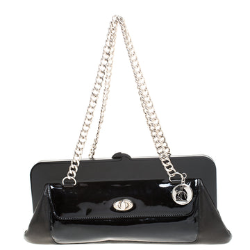 Lanvin Black Leather Lucite Frame Chain Shoulder Bag