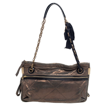 Lanvin Gold Quilted Leather Amalia Shoulder Bag