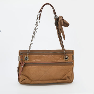 Lanvin Brown Quilted Leather Amalia Shoulder Bag