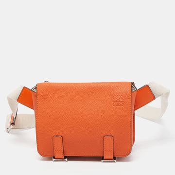 LOEWE Orange/Beige Grained Leather Military Belt Bag