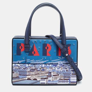 LOEWE Navy Blue Leather Small Paris Postal Bag