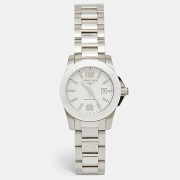Longines White Ceramic Stainless Steel L3.257.4.87.6 Women's Wristwatch 29.5 mm