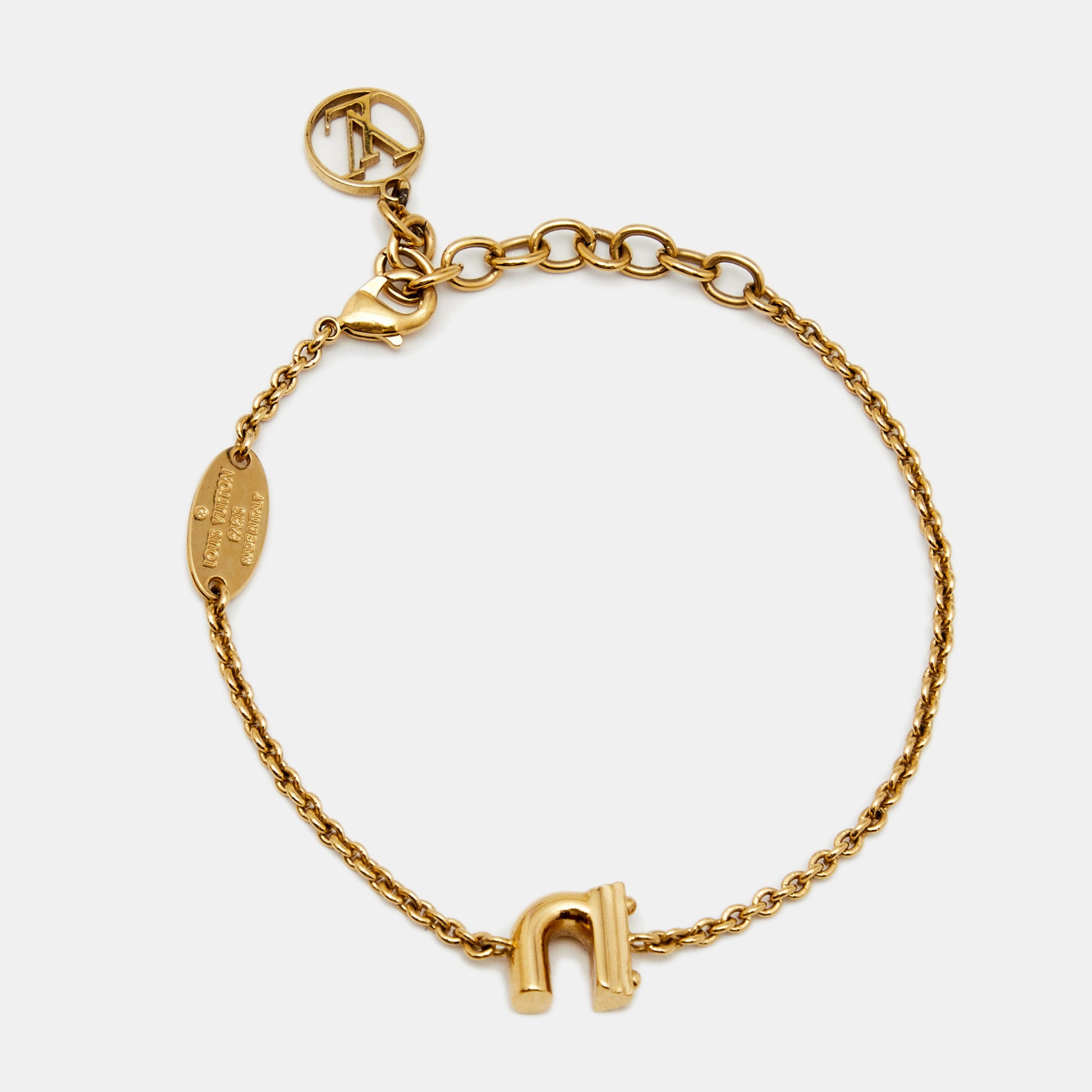 Louis Vuitton LV & Me Bracelet, Letter R, Gold, One Size