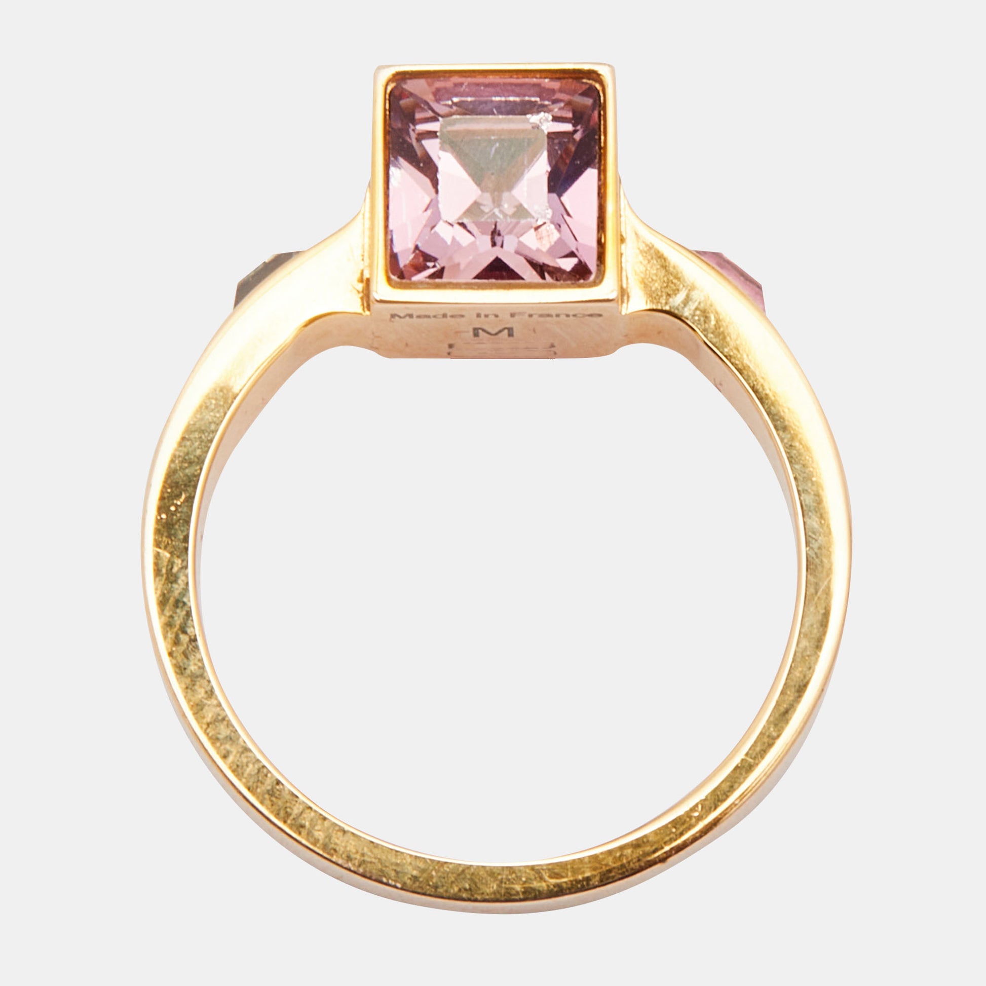 LOUIS VUITTON Gamble Ring Size S Gold-Plated Pink Color Stone M66824  62YA765