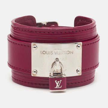 LOUIS VUITTON Fuschia Pink Vernis Infinit Gold Tone Cuff Bracelet 17