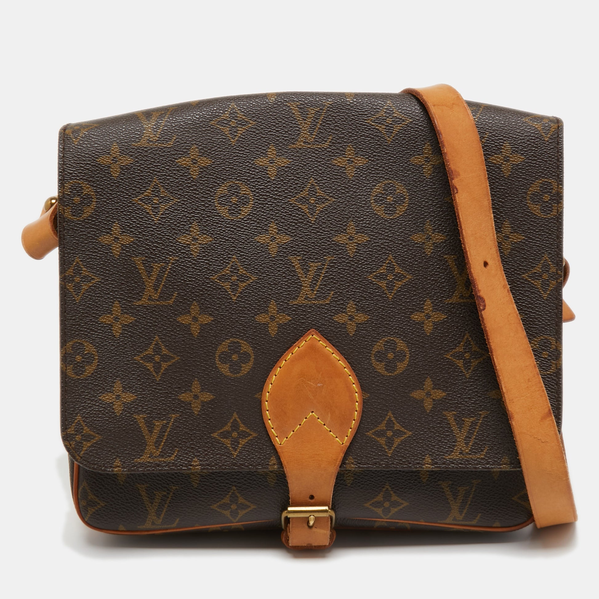 Leather Monogram Canvas Cartouchiere GM (Authentic Pre-Owned)