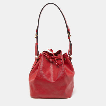 LOUIS VUITTON Red Epi Leather Petit Noe Bag