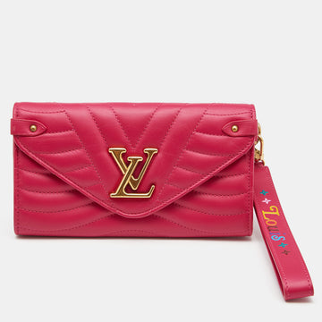 LOUIS VUITTON Rose Freesia Leather New Wave Long Wallet