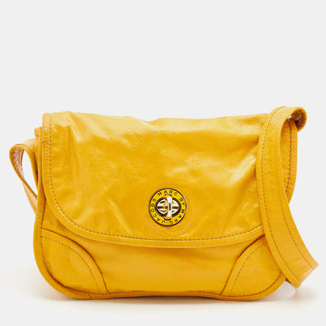 Marc by Marc Jacobs Yellow Patent Leather Flap Messenger Bag