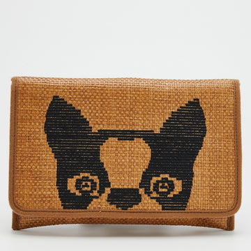 Marc by Marc Jacobs Brown/Black Straw Flap Clutch