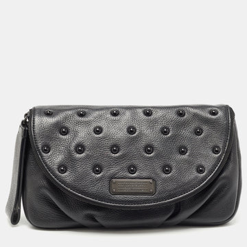 Marc by Marc Jacobs Black Leather Studded Fold Over Clutch