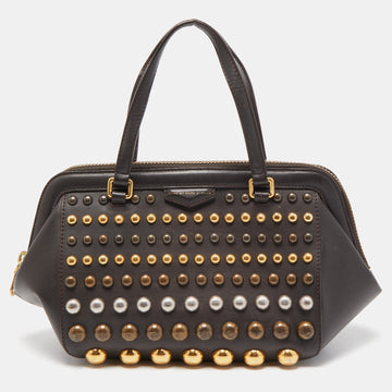 MARC BY MARC JACOBS Dark Brown Leather Studded Thunderdome Satchel