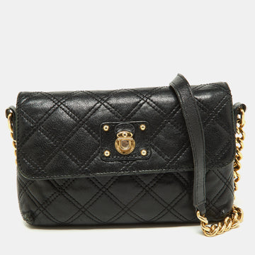 MARC BY MARC JACOBS Black Quilted Leather Flap Crossbody Bag