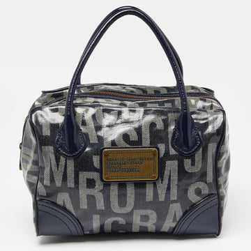 MARC BY MARC JACOBS Blue Monogram Coated Canvas and Patent Leather Bag