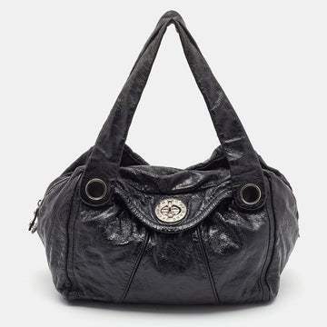 MARC BY MARC JACOBS Black Glossy Leather Shoulder Bag