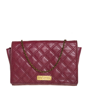 Marc Jacobs Burgundy Quilted Leather Flap Chain Clutch