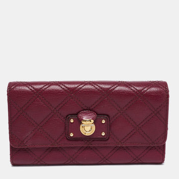 Marc Jacobs Purple Quilted Leather Eugenie Continental Flap Wallet