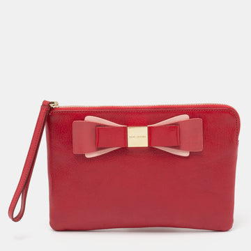 Marc Jacobs Red Leather Bow Flat Pouch