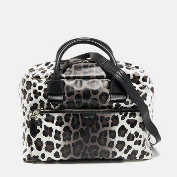 Marc Jacobs Black/White Animal Print Leather Small Antonia Boston Bag