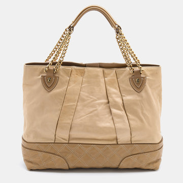 Marc Jacobs Beige Leather Mix Quilted Classic East-West Tote