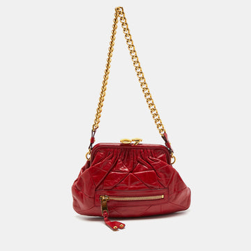 Marc Jacobs Red Quilted Leather Little Stam Shoulder Bag