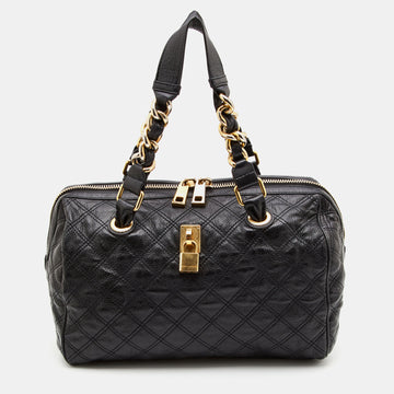Marc Jacobs Black Quilted Leather Glam Satchel