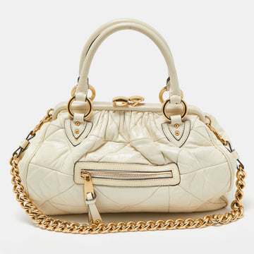 MARC JACOBS Cream Quilted Leather Stam Satchel