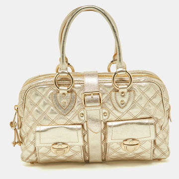 MARC JACOBS Gold Quilted Leather Blake Satchel