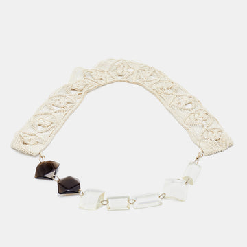 Marni Off-White Macrame & Beads Statement Necklace