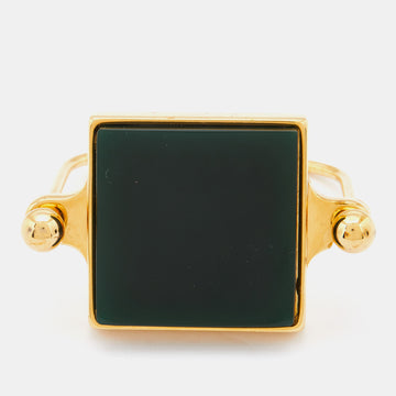 MARNI Green Resin Gold Tone Cuff Bracelet