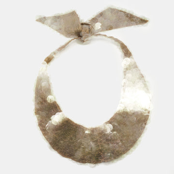 MARNI Beige Silk Clear Sequined Collar Necklace