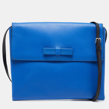 Marni Blue/Black Leather Bow Flat Crossbody Bag